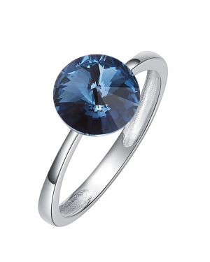 Anillo en Plata de Ley 925 con cristalería clásica azul oscuro