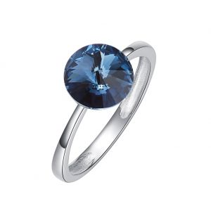 Anillo en Plata de Ley 925 con cristalería clásica azul oscuro