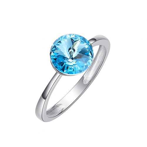 Anillo en Plata de Ley 925 con cristalería preciosa azul claro