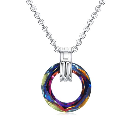 Colgante en plata de ley 925 con cristalería multicolor