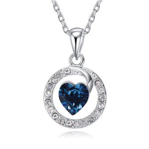 Colgante de plata corazón azul marino