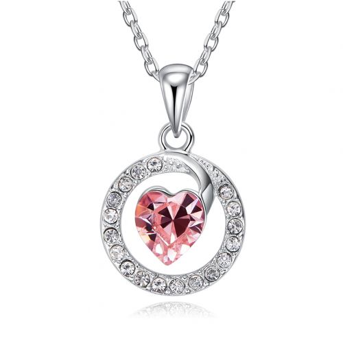 Colgante de plata con corazón rosa