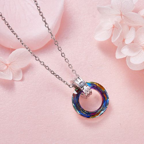 Colgante en plata de ley 925 con cristalería multicolor