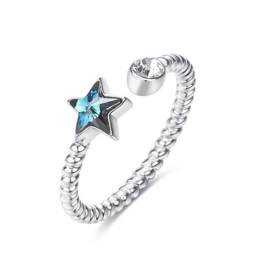 Anillo en Plata de Ley 925 con estrella azul