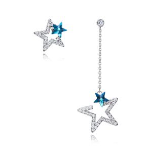 Pendientes en Plata de Ley 925 con estrella azul