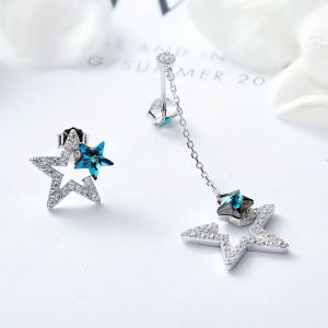 Pendientes en Plata de Ley 925 con estrella azul